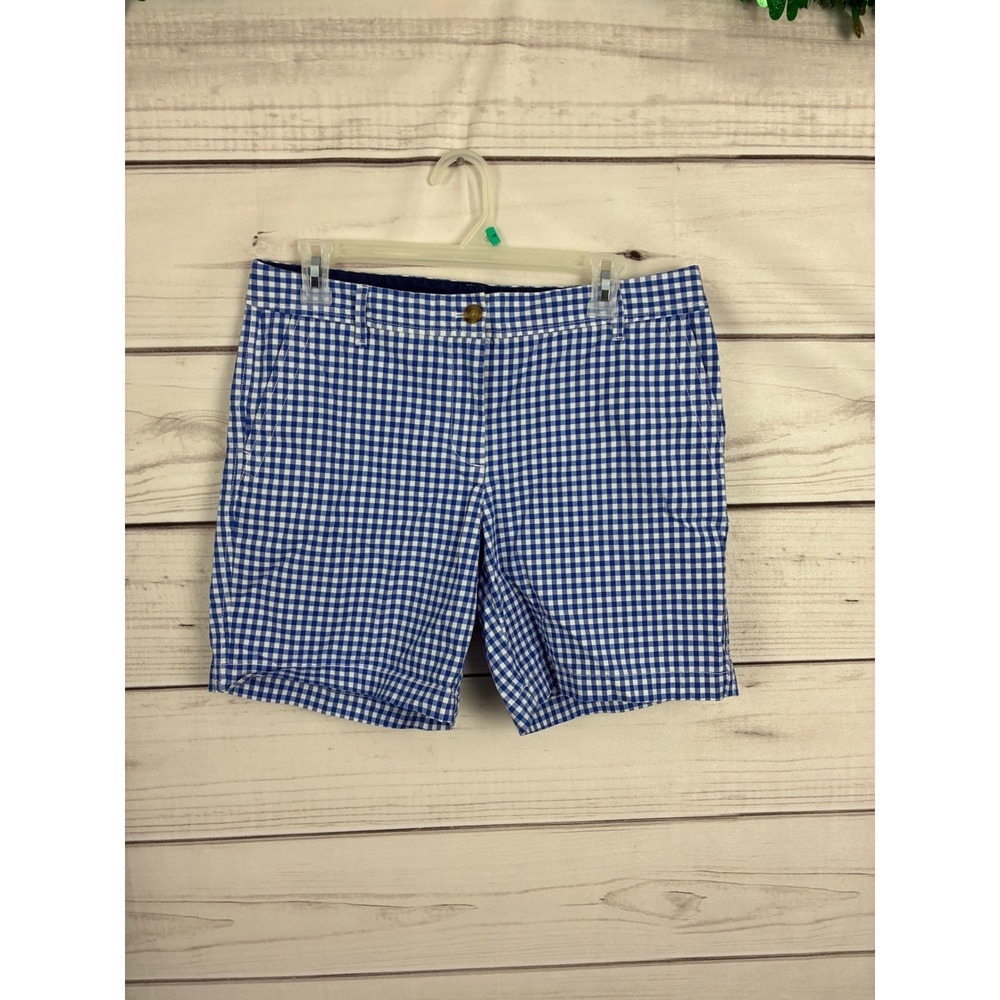 Talbots Blue White Gingham Girlfriend Chino Shorts Womens 8 Preppy Check Summer